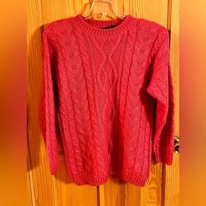 Best American Hot Pink Mohair Blend Cable Knit Sweater M Winter Cozy Barbiecore